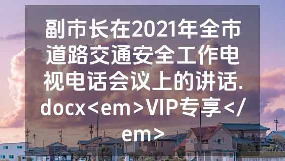 副市长在2021年全市道路交通安全工作电视电话会议上的讲话.docx<em>VIP专享</em>