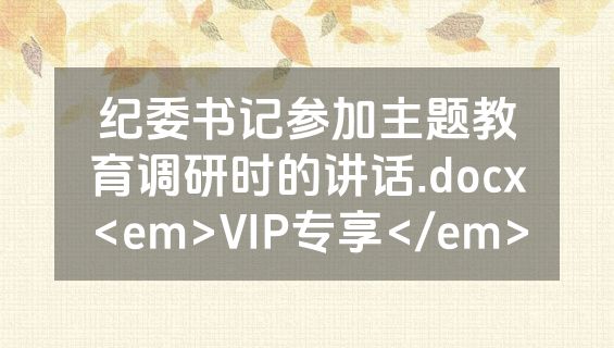 纪委书记参加主题教育调研时的讲话.docx<em>VIP专享</em>