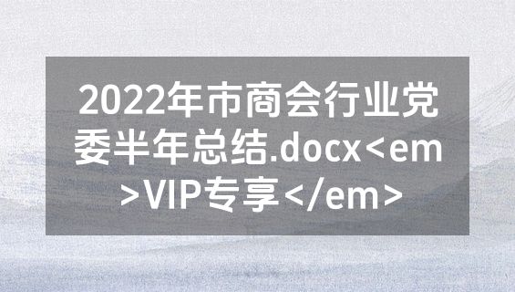 2022年市商会行业党委半年总结.docx<em>VIP专享</em>