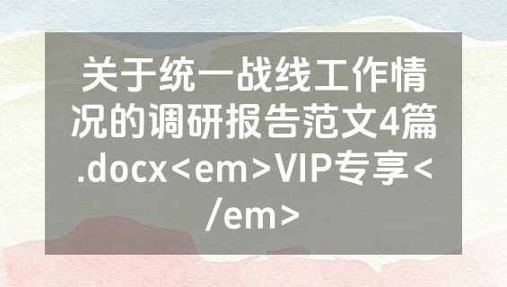 关于统一战线工作情况的调研报告范文4篇.docx<em>VIP专享</em>
