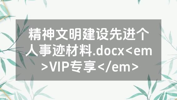 精神文明建设先进个人事迹材料.docx<em>VIP专享</em>
