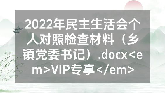 2022年民主生活会个人对照检查材料（乡镇党委书记）.docx<em>VIP专享</em>