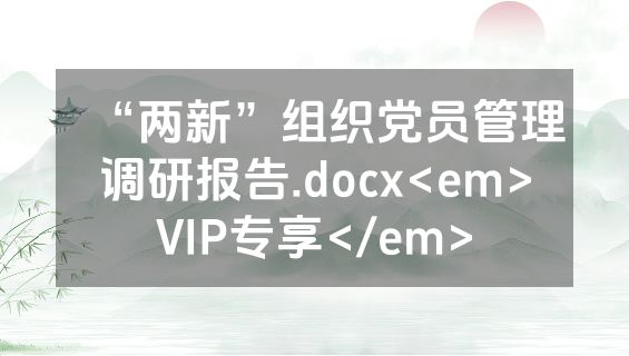 “两新”组织党员管理调研报告.docx<em>VIP专享</em>