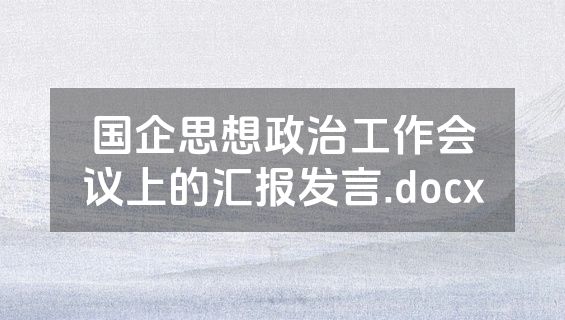国企思想政治工作会议上的汇报发言.docx