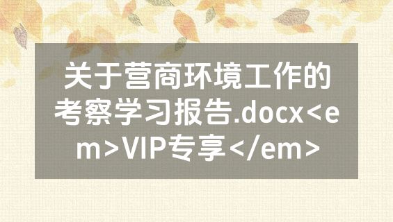 关于营商环境工作的考察学习报告.docx<em>VIP专享</em>