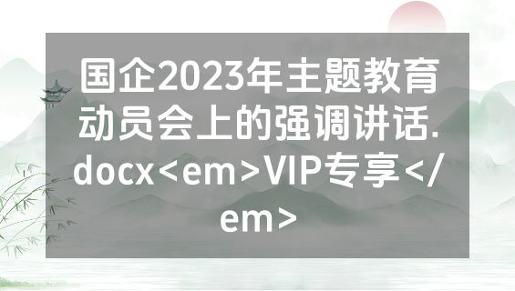 国企2023年主题教育动员会上的强调讲话.docx<em>VIP专享</em>