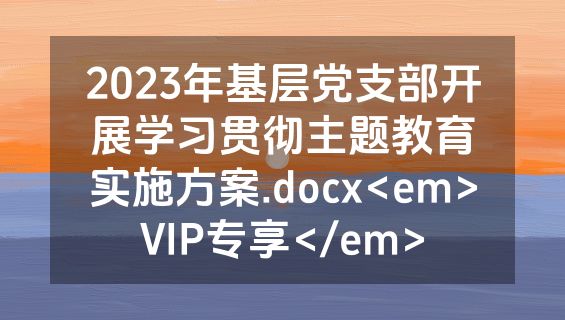2023年基层党支部开展学习贯彻主题教育实施方案.docx<em>VIP专享</em>
