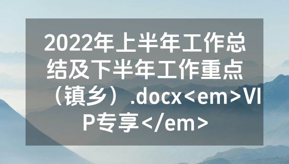 2022年上半年工作总结及下半年工作重点（镇乡）.docx<em>VIP专享</em>