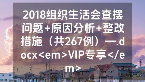 2018组织生活会查摆问题+原因分析+整改措施（共267例）—.docx<em>VIP专享</em>