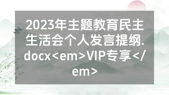 2023年主题教育民主生活会个人发言提纲.docx<em>VIP专享</em>
