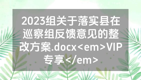 2023组关于落实县在巡察组反馈意见的整改方案.docx<em>VIP专享</em>
