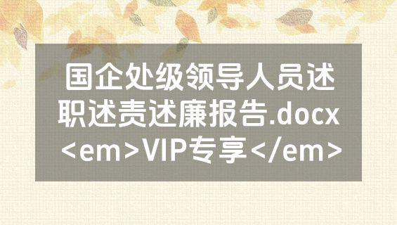 国企处级领导人员述职述责述廉报告.docx<em>VIP专享</em>