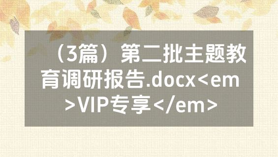 （3篇）第二批主题教育调研报告.docx<em>VIP专享</em>