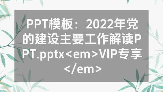 PPT模板：2022年党的建设主要工作解读PPT.pptx<em>VIP专享</em>