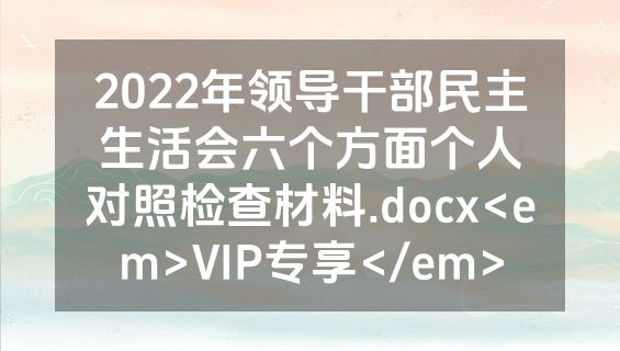 2022年领导干部民主生活会六个方面个人对照检查材料.docx<em>VIP专享</em>