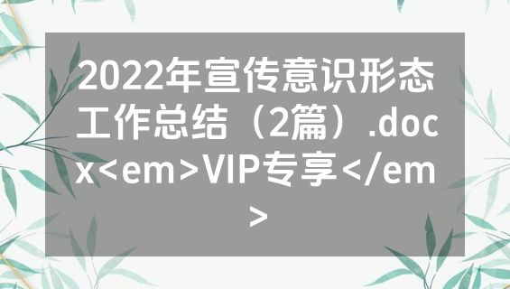 2022年宣传意识形态工作总结（2篇）.docx<em>VIP专享</em>