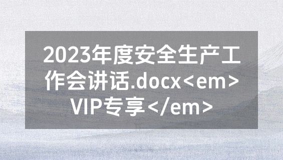 2023年度安全生产工作会讲话.docx<em>VIP专享</em>