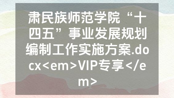 肃民族师范学院“十四五”事业发展规划编制工作实施方案.docx<em>VIP专享</em>