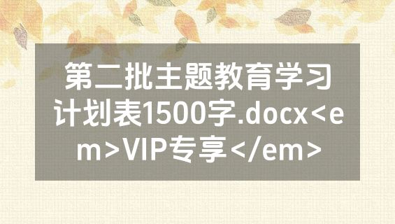第二批主题教育学习计划表1500字.docx<em>VIP专享</em>
