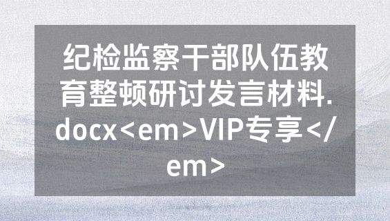 纪检监察干部队伍教育整顿研讨发言材料.docx<em>VIP专享</em>