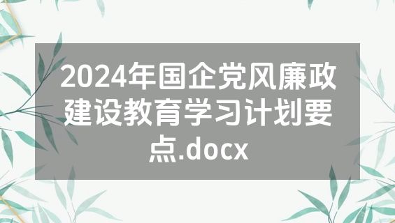 2024年国企党风廉政建设教育学习计划要点.docx