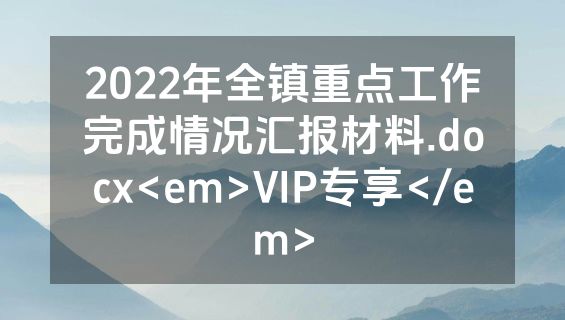 2022年全镇重点工作完成情况汇报材料.docx<em>VIP专享</em>