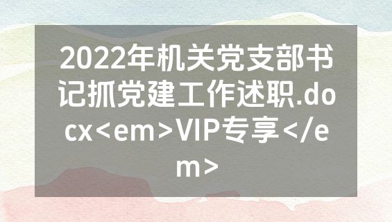 2022年机关党支部书记抓党建工作述职.docx<em>VIP专享</em>