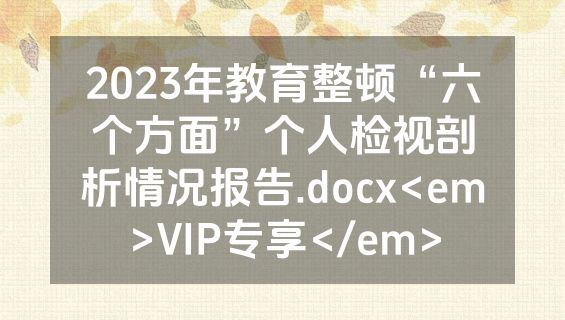 2023年教育整顿“六个方面”个人检视剖析情况报告.docx<em>VIP专享</em>