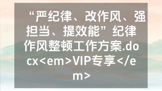 “严纪律、改作风、强担当、提效能”纪律作风整顿工作方案.docx<em>VIP专享</em>
