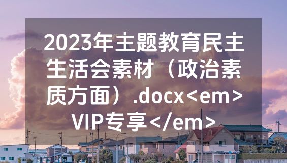 2023年主题教育民主生活会素材（政治素质方面）.docx<em>VIP专享</em>