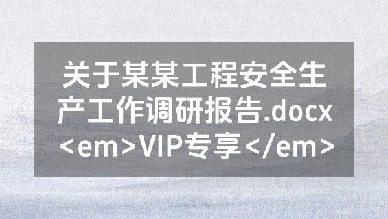 关于某某工程安全生产工作调研报告.docx<em>VIP专享</em>
