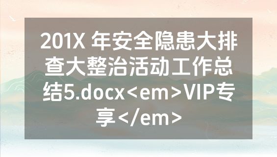 201X 年安全隐患大排查大整治活动工作总结5.docx<em>VIP专享</em>