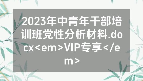 2023年中青年干部培训班党性分析材料.docx<em>VIP专享</em>