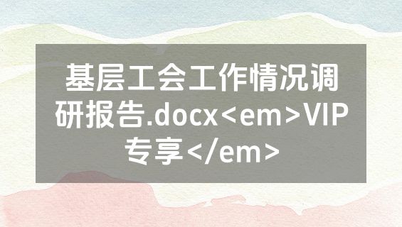 基层工会工作情况调研报告.docx<em>VIP专享</em>