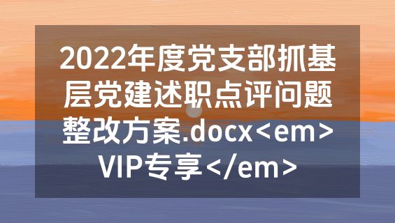 2022年度党支部抓基层党建述职点评问题整改方案.docx<em>VIP专享</em>
