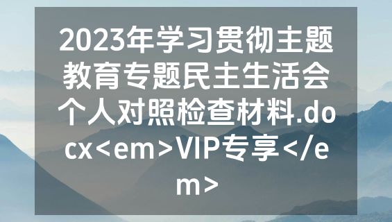 2023年学习贯彻主题教育专题民主生活会个人对照检查材料.docx<em>VIP专享</em>