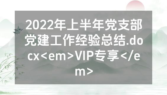 2022年上半年党支部党建工作经验总结.docx<em>VIP专享</em>