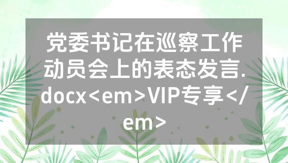 党委书记在巡察工作动员会上的表态发言.docx<em>VIP专享</em>