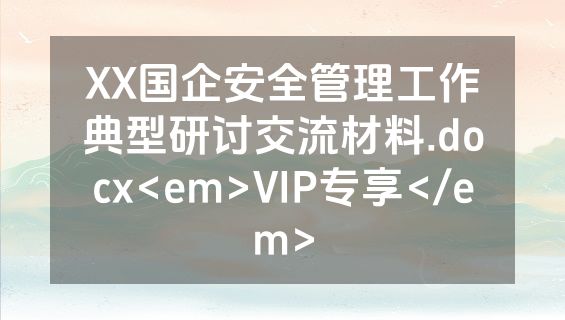 XX国企安全管理工作典型研讨交流材料.docx<em>VIP专享</em>