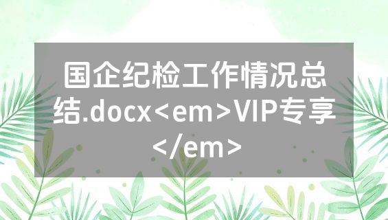 国企纪检工作情况总结.docx<em>VIP专享</em>