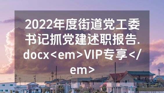 2022年度街道党工委书记抓党建述职报告.docx<em>VIP专享</em>