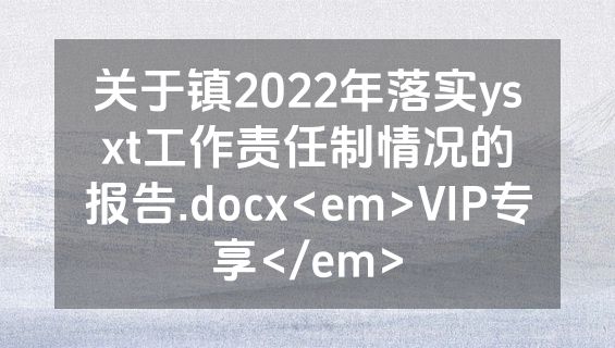 关于镇2022年落实ysxt工作责任制情况的报告.docx<em>VIP专享</em>