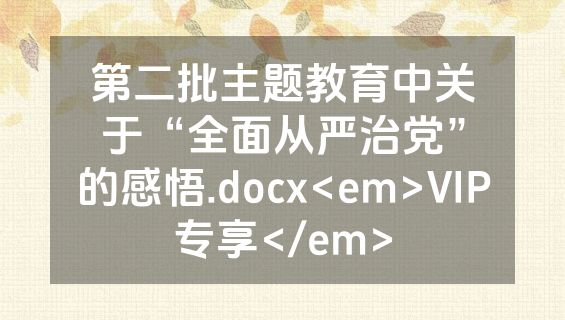 第二批主题教育中关于“全面从严治党”的感悟.docx<em>VIP专享</em>