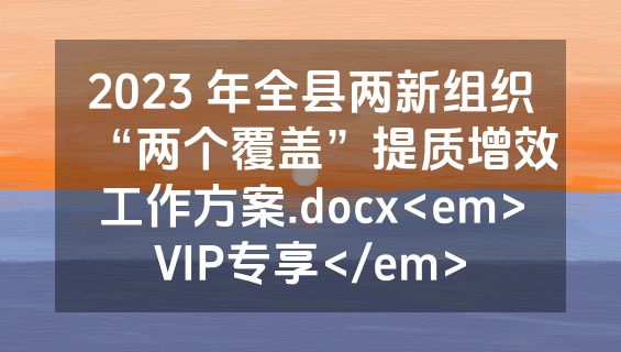 2023 年全县两新组织“两个覆盖”提质增效工作方案.docx<em>VIP专享</em>