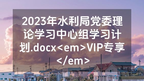 2023年水利局党委理论学习中心组学习计划.docx<em>VIP专享</em>