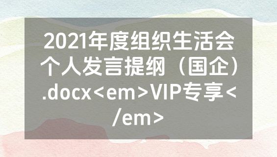 2021年度组织生活会个人发言提纲（国企）.docx<em>VIP专享</em>