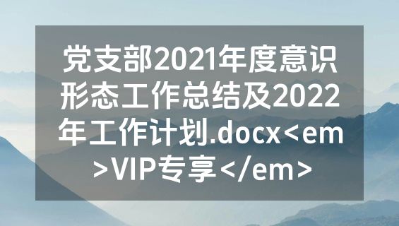 党支部2021年度意识形态工作总结及2022年工作计划.docx<em>VIP专享</em>