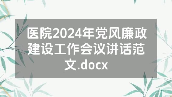 医院2024年党风廉政建设工作会议讲话范文.docx