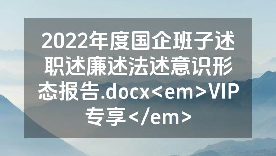 2022年度国企班子述职述廉述法述意识形态报告.docx<em>VIP专享</em>