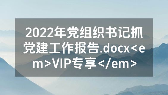 2022年党组织书记抓党建工作报告.docx<em>VIP专享</em>